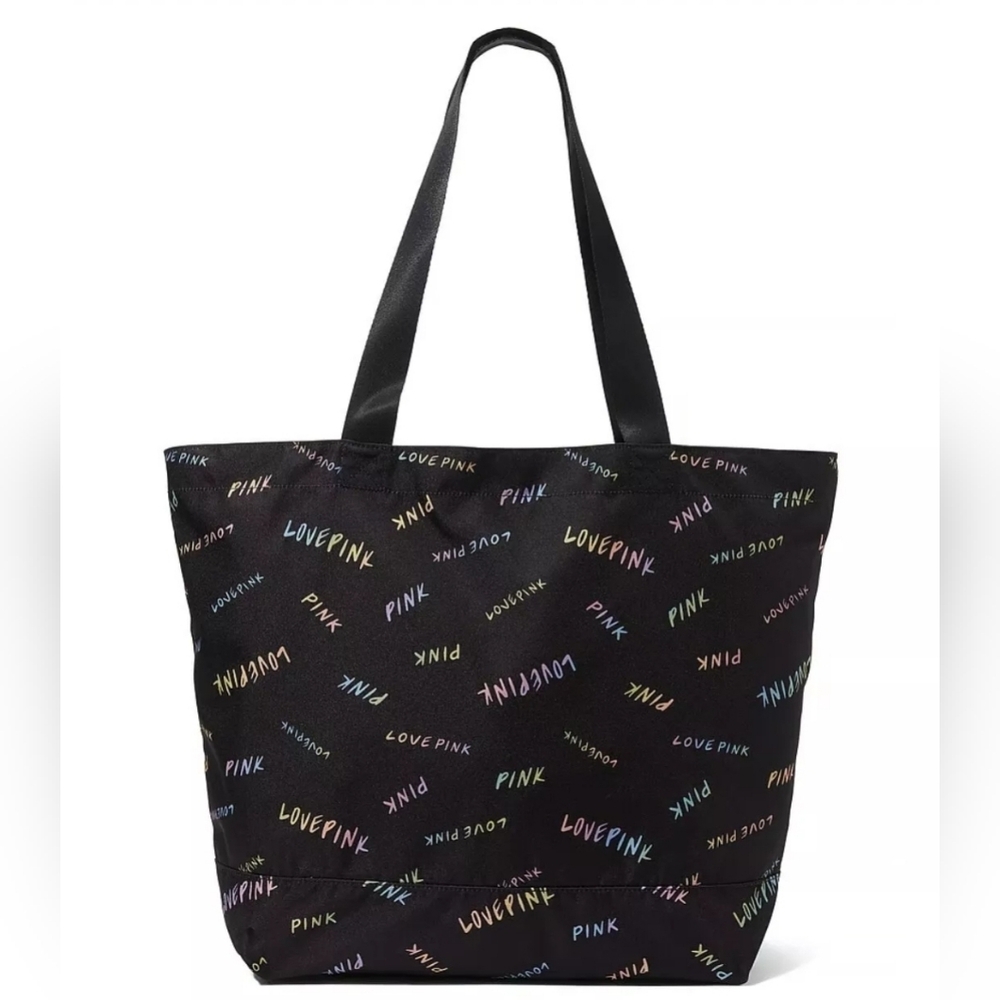 Victoria's Secret Love Pink Weekender Large Black Tote Zip Duffle Bag NEW $49.99